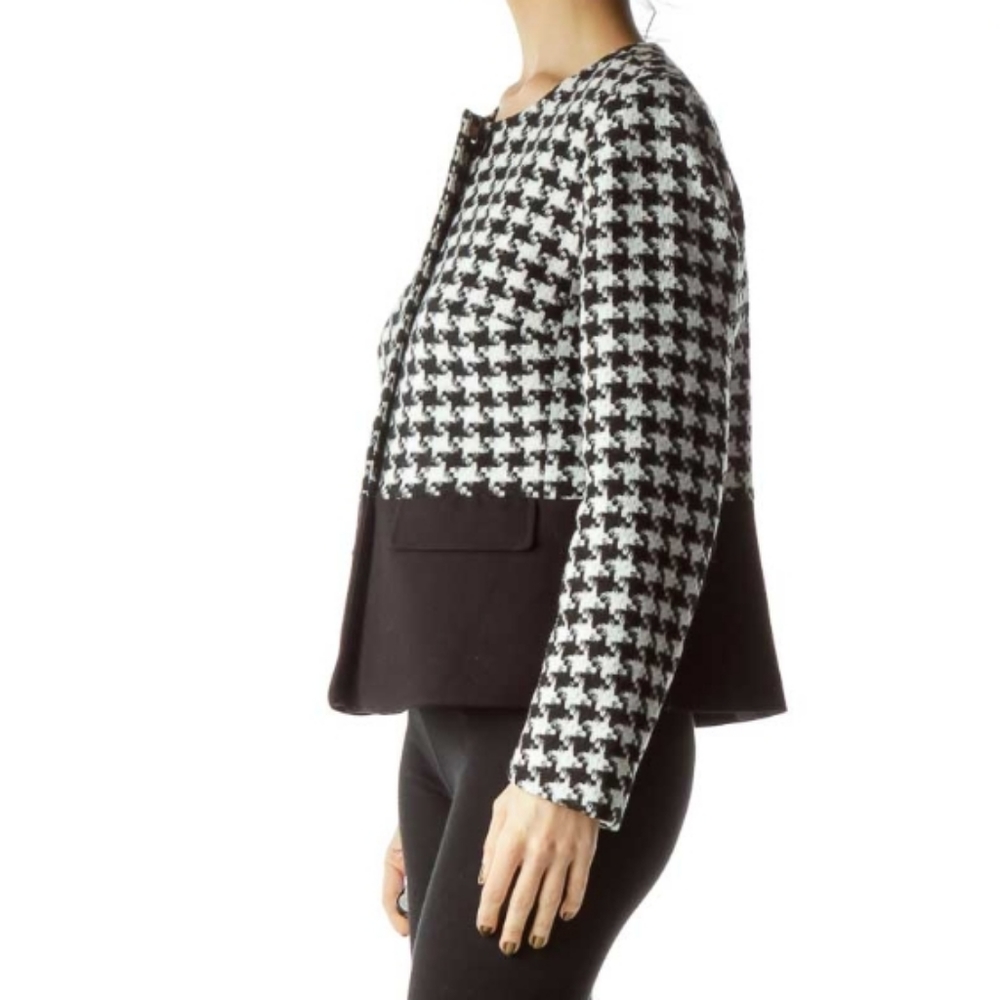 Talbots Houndstooth Tweed Jacket Blazer Size 4 - image 4